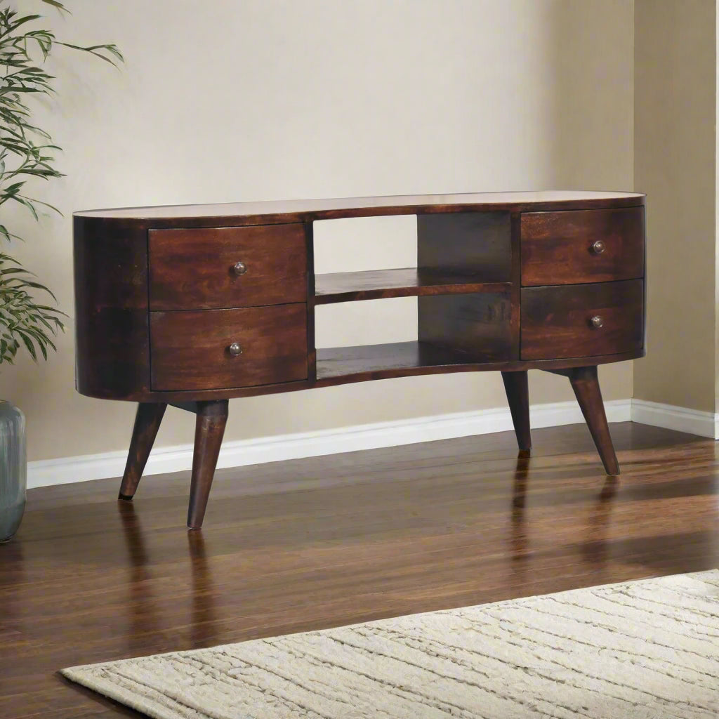 Dark Walnut Circular Tv Stand at Homepressions.com