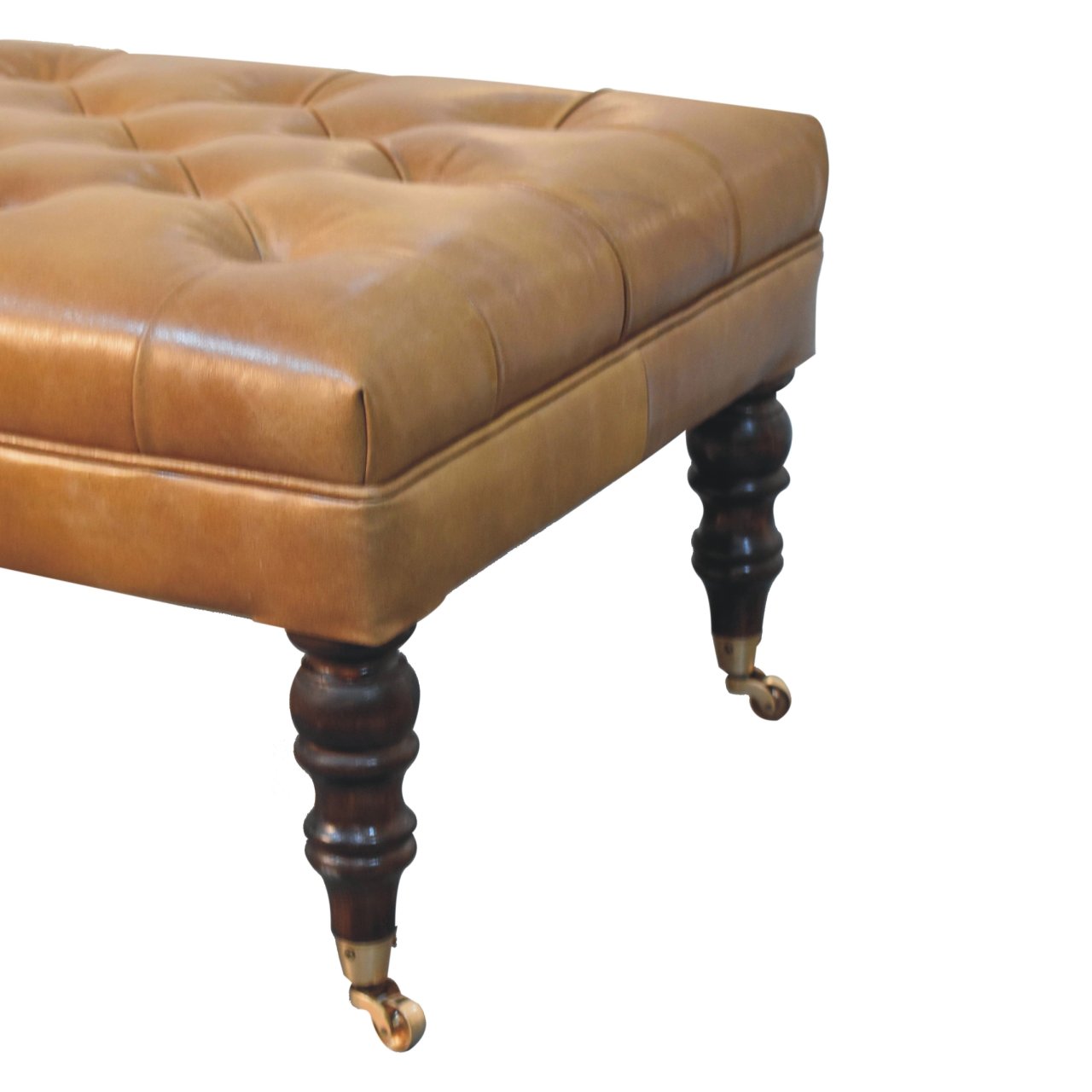 Hide Leather Ottoman with Castor Legs from Homepressions.com