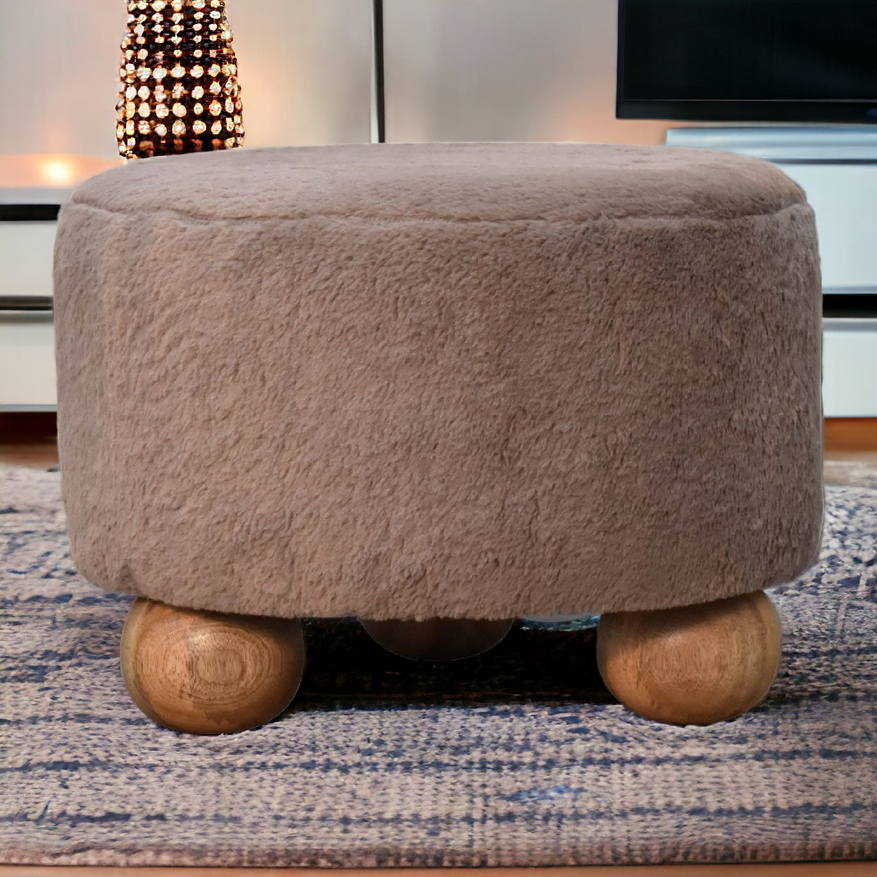 Mocha Plush Pod Footstool at Homepressions.com
