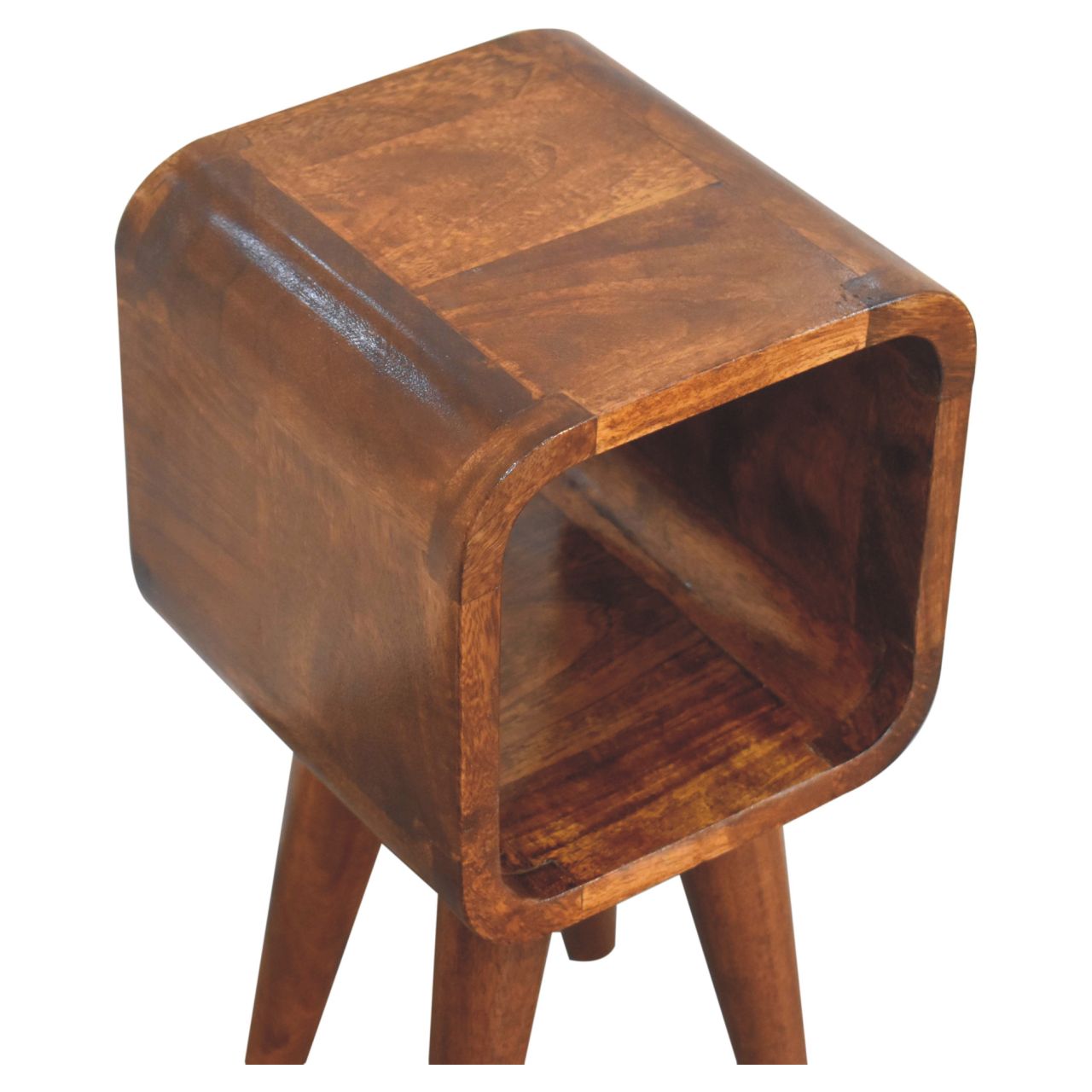 Petite Minimalist Chestnut Crescent Nightstand in Homepressions.com