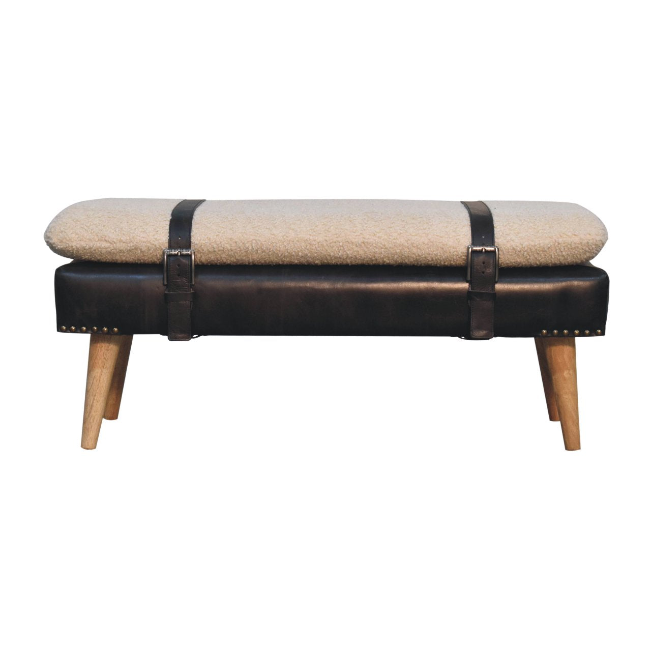 Rugged Onyx Leather bench by Homepressions.com