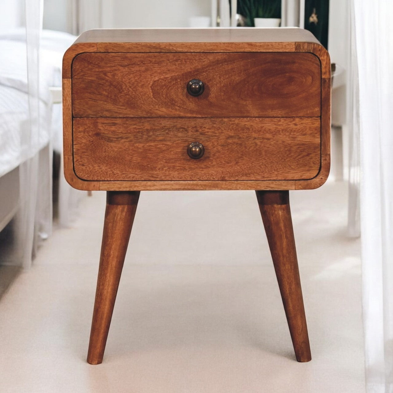 Shop the Honey Carmel Curved Nightstand from Homepressions.com