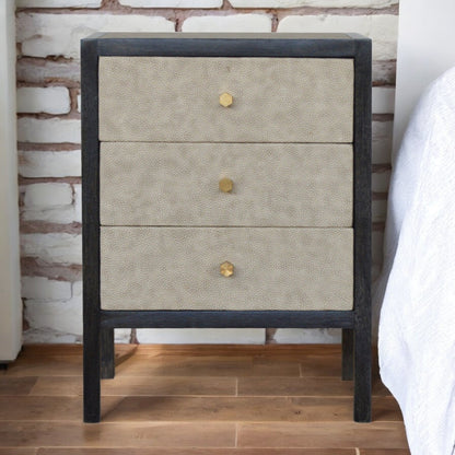 Ash Black Leather Nightstand by Homepressions.com