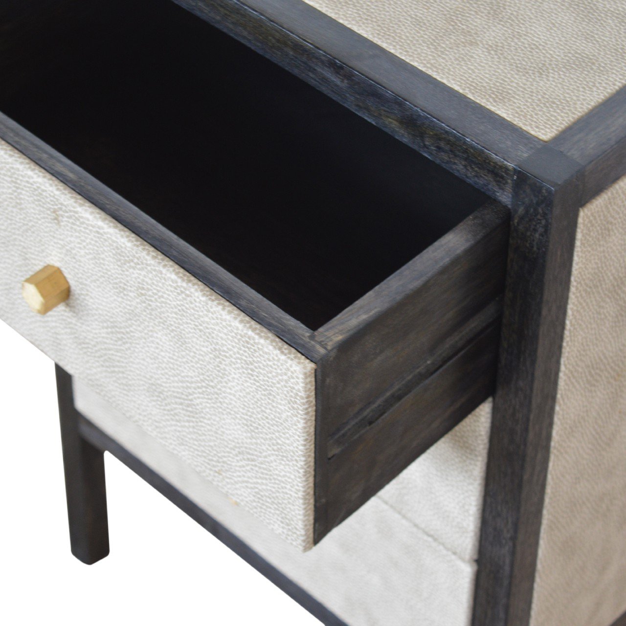 Ash Black Leather Nightstand in Homepressions.com