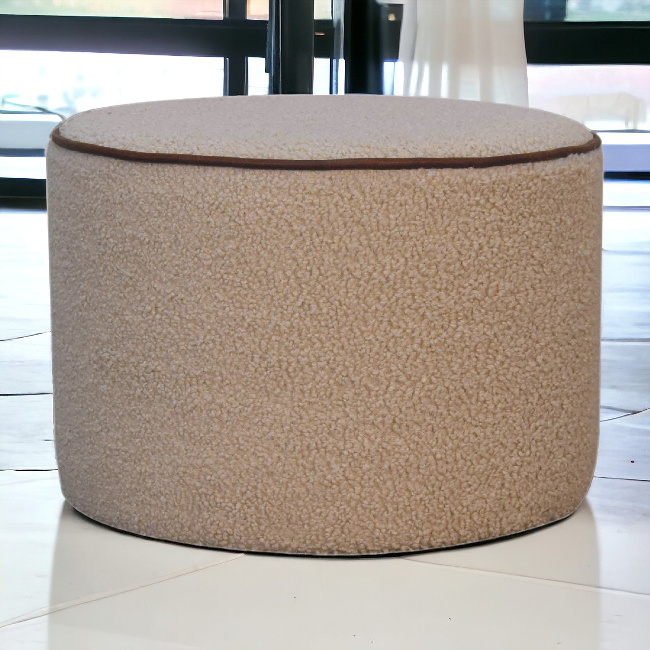 Boucle Round Footstool within Homepressions.com