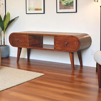 Chestnut Circular TV Stand at Homepressions.com