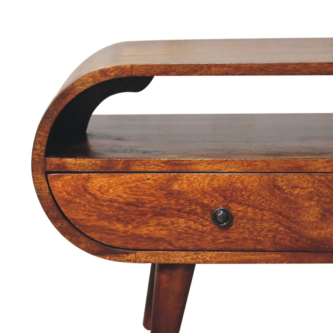 Chestnut Circular TV Stand on Homepressions.com