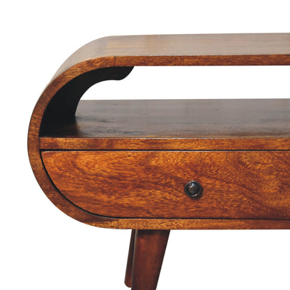 Chestnut Circular TV Stand on Homepressions.com