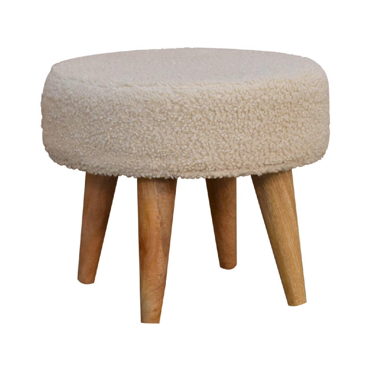 Cream Boucle Petite Footstool by Homepressions.com