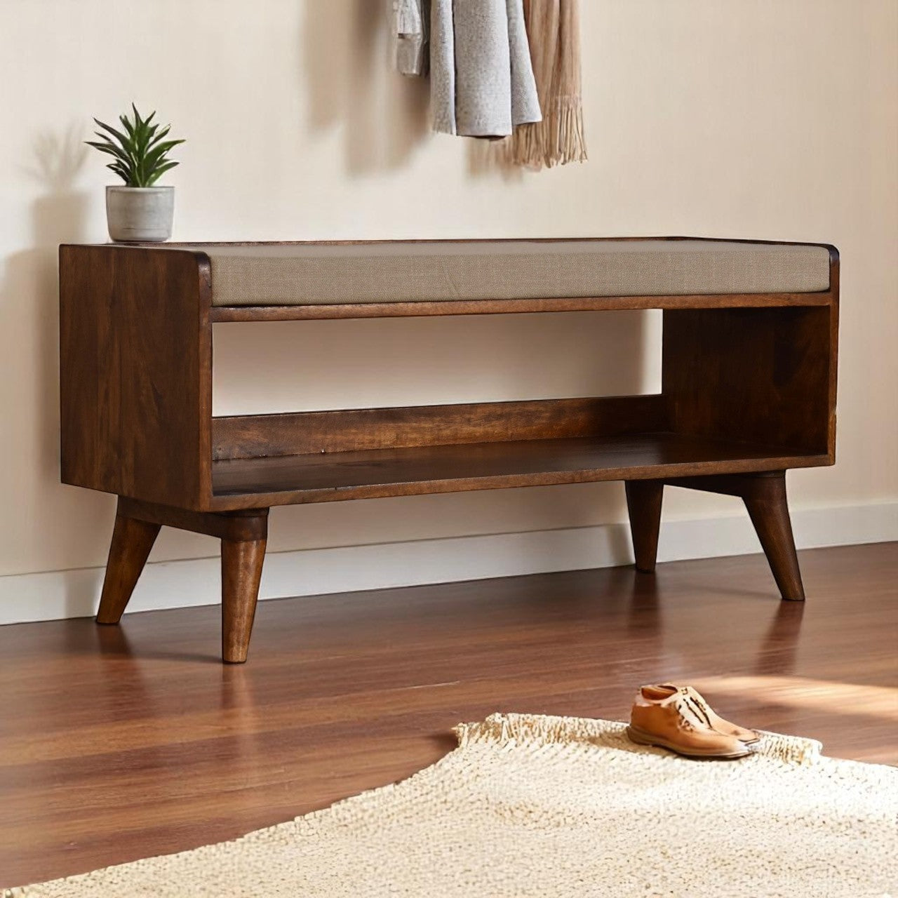 Croft Linen Mudstone Seat Bench at Homepressions.com