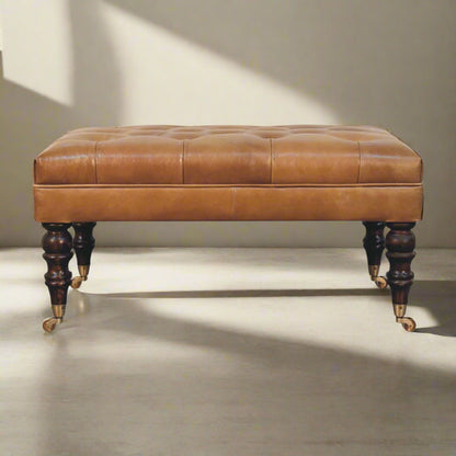 Hide Leather Ottoman with Castor Legs at Homepressions.com