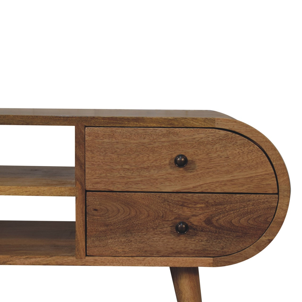 Oak Circular Media Unit with 4 drawers from Homepressions.com