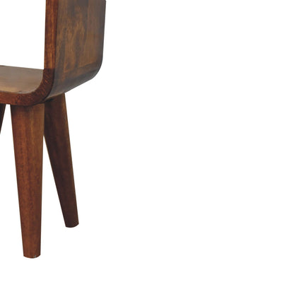 Petite Minimalist Chestnut Crescent Nightstand via Homepressions.com