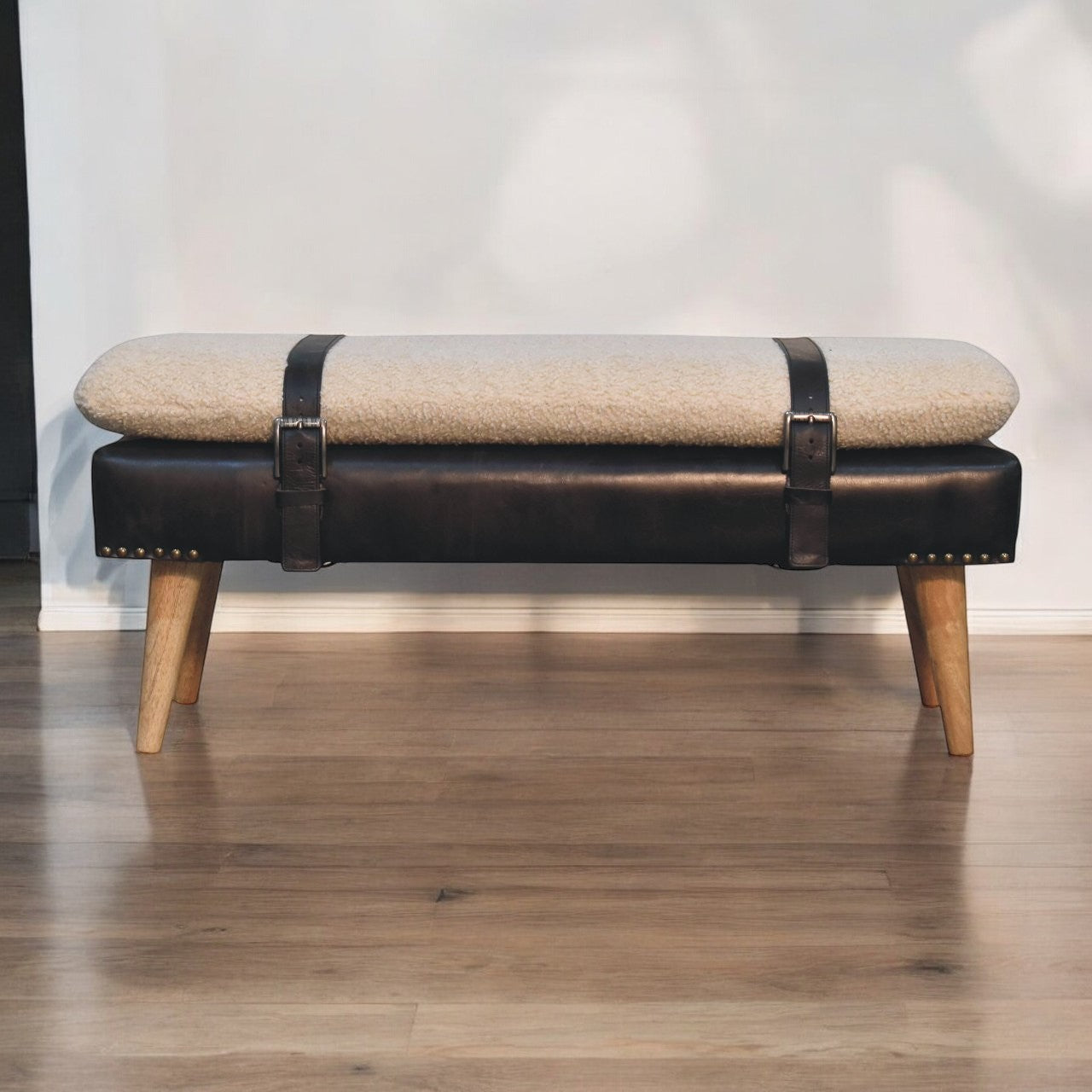 Rugged Onyx Leather bench at Homepressions.com