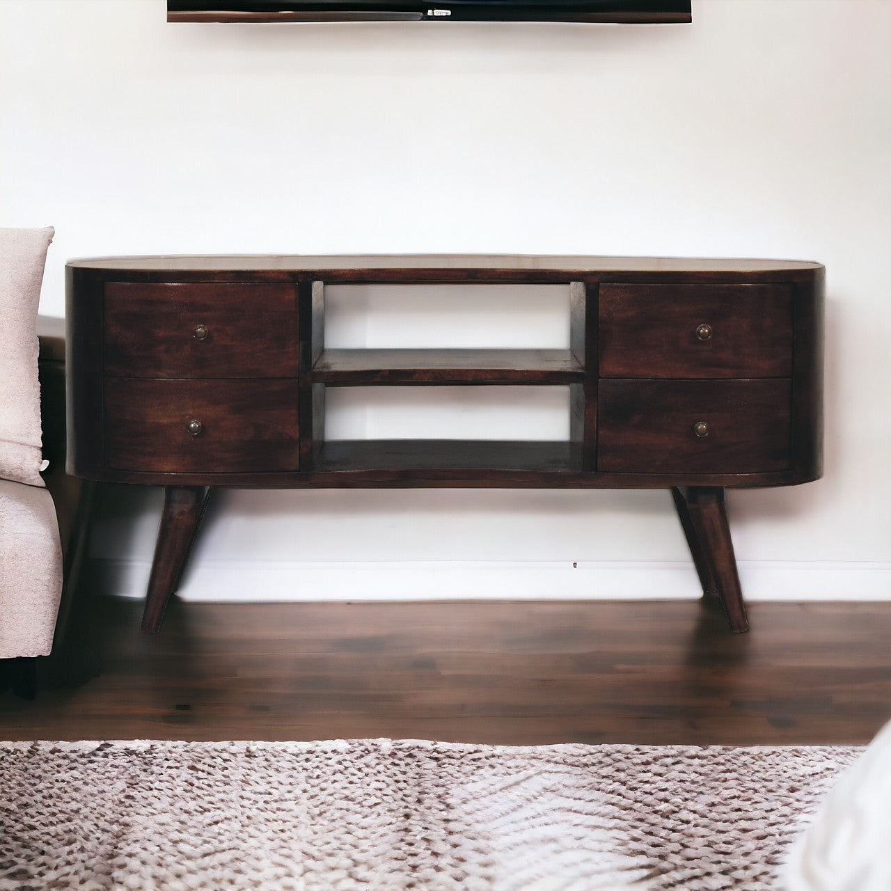 Shop the Dark Walnut Circular Tv Stand from Homepressions.com