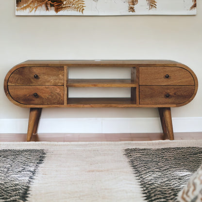 Shop the Oak Circular Media Unit with 4 drawers by Homepressions.com